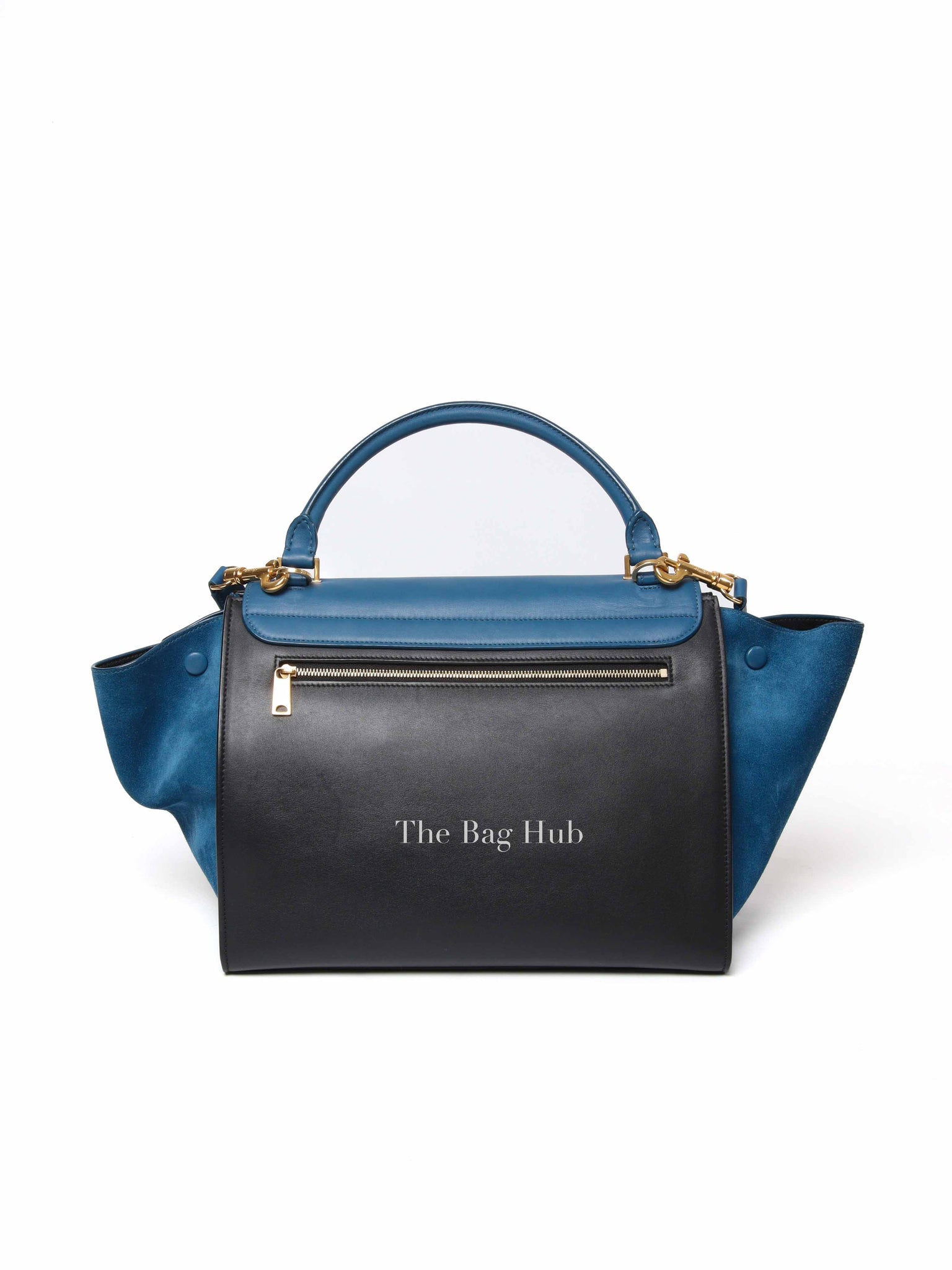Celine Black Blue Leather Trapeze Medium Bag