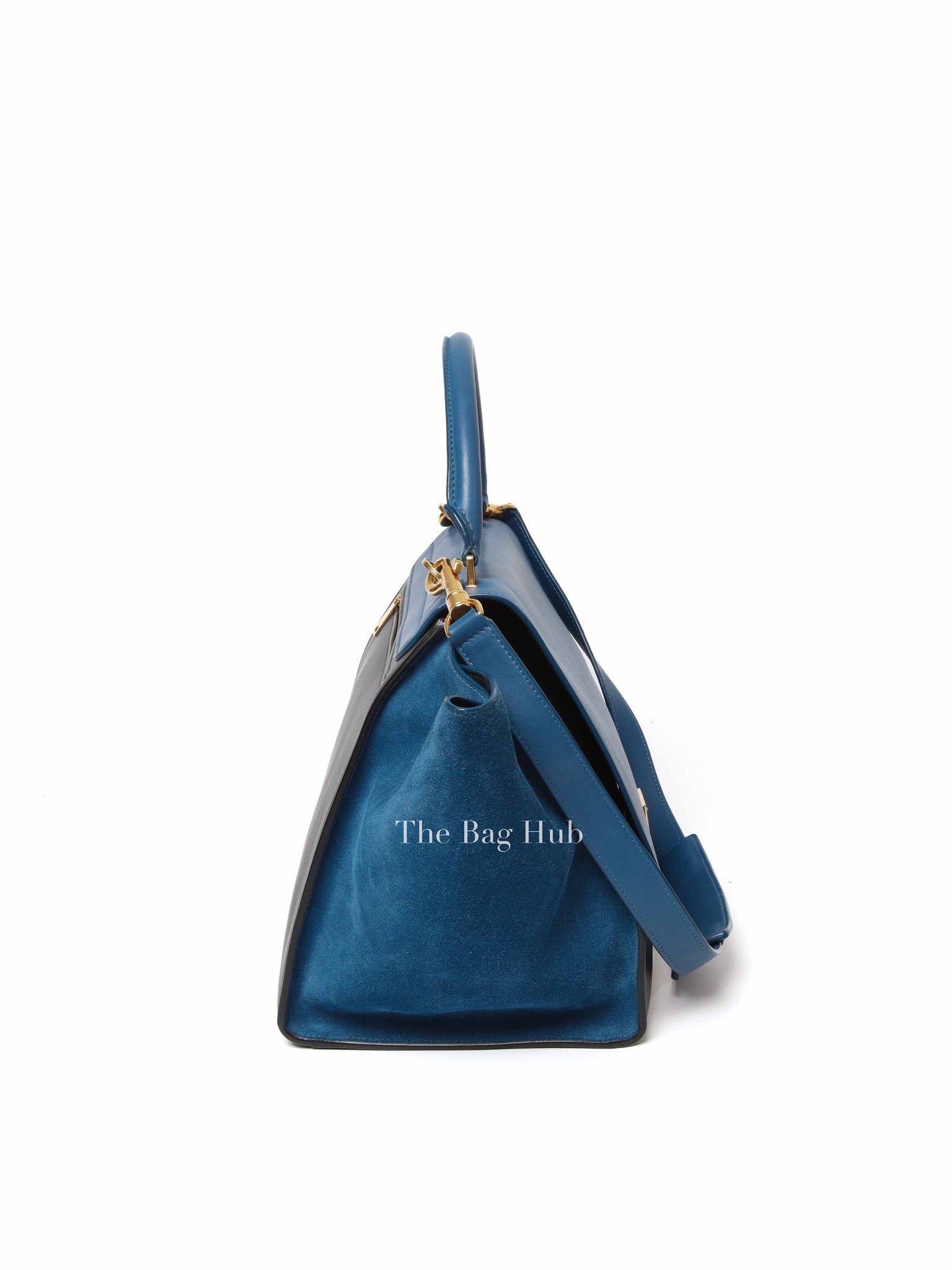 Celine Black Blue Leather Trapeze Medium Bag
