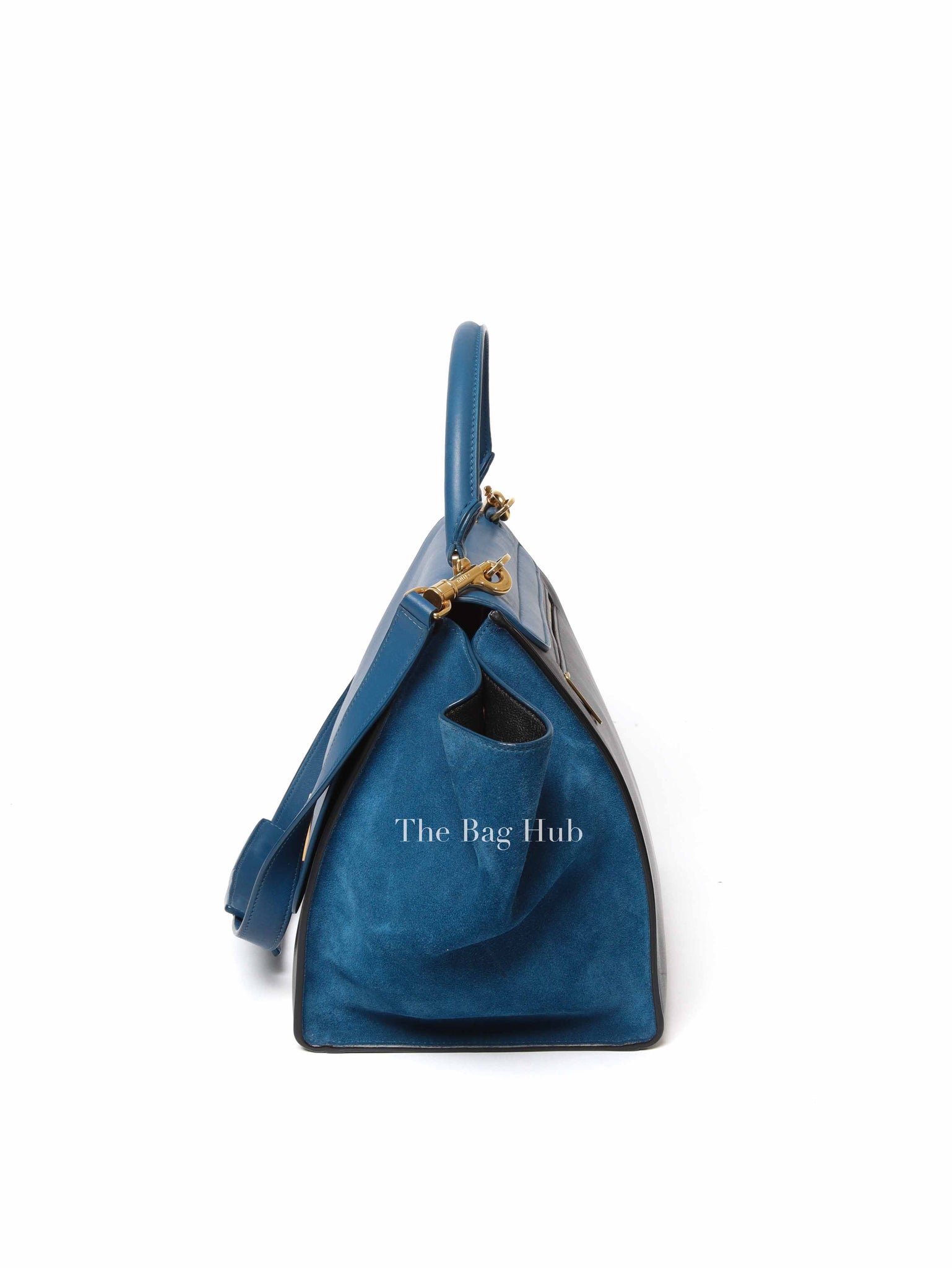 Celine Black Blue Leather Trapeze Medium Bag