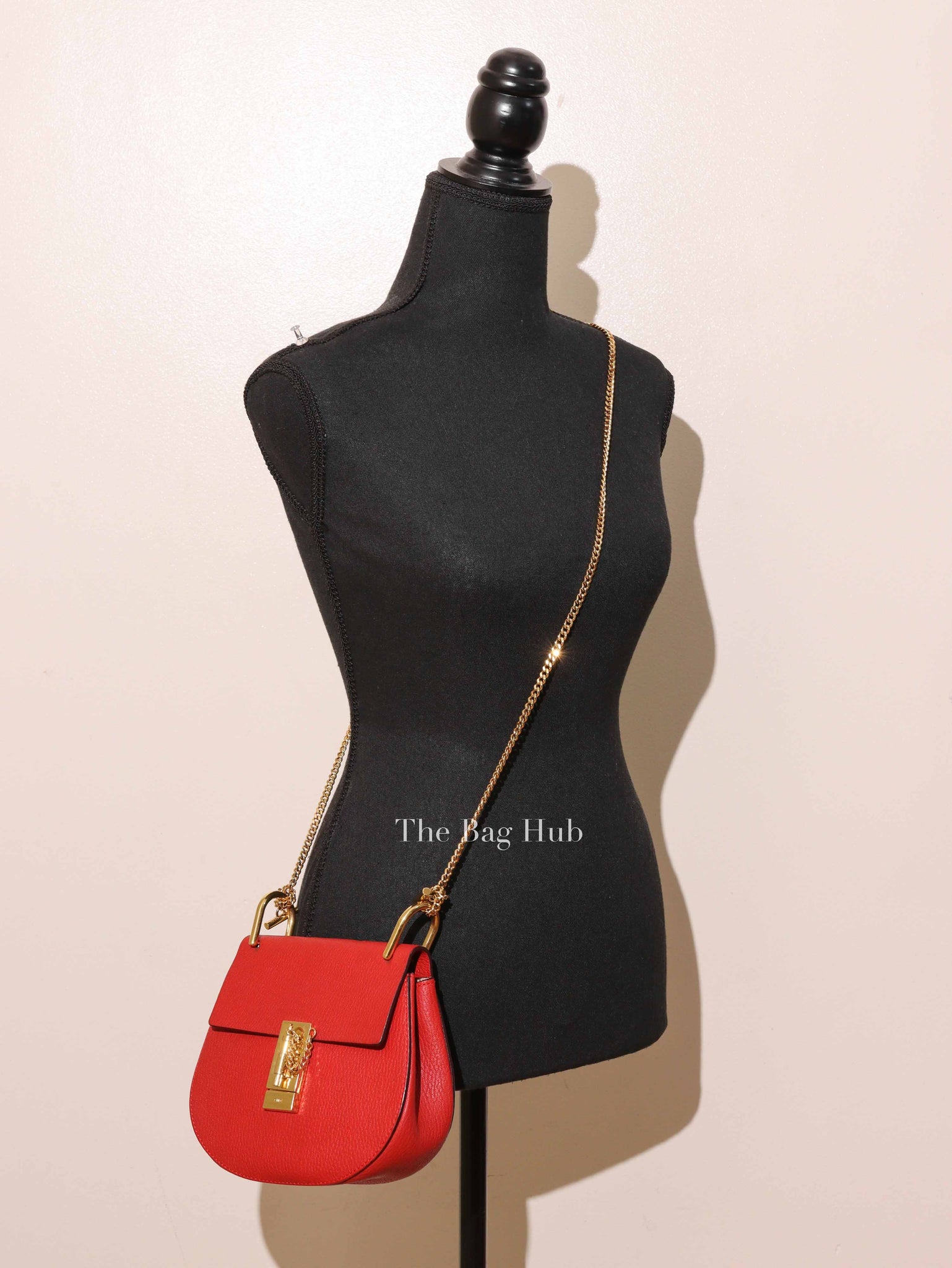 Chloe Red Leather Drew Small Bag
