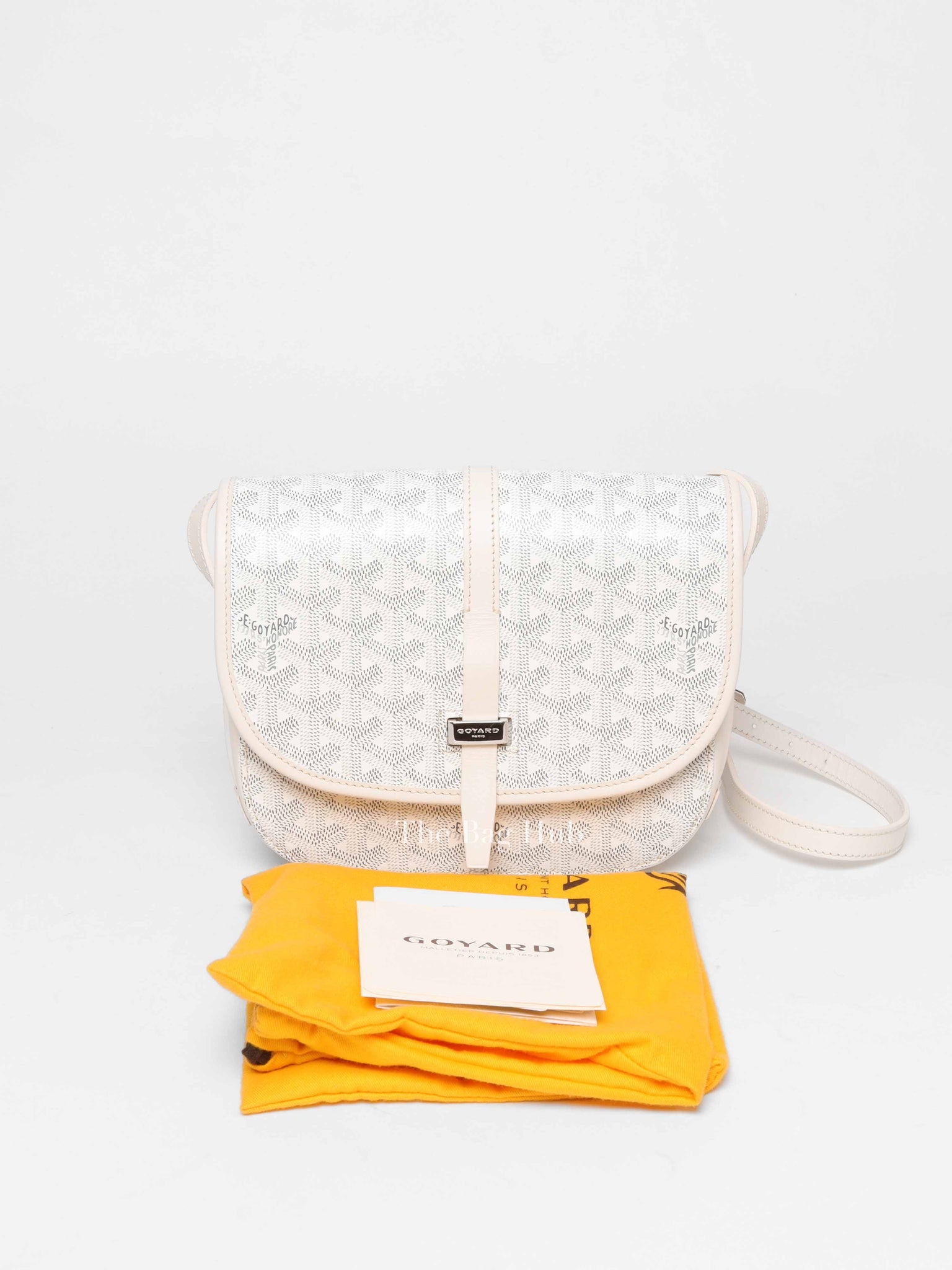 Goyard Blanc Goyardine Coated Canvas and Leather Belvedere PM Bag