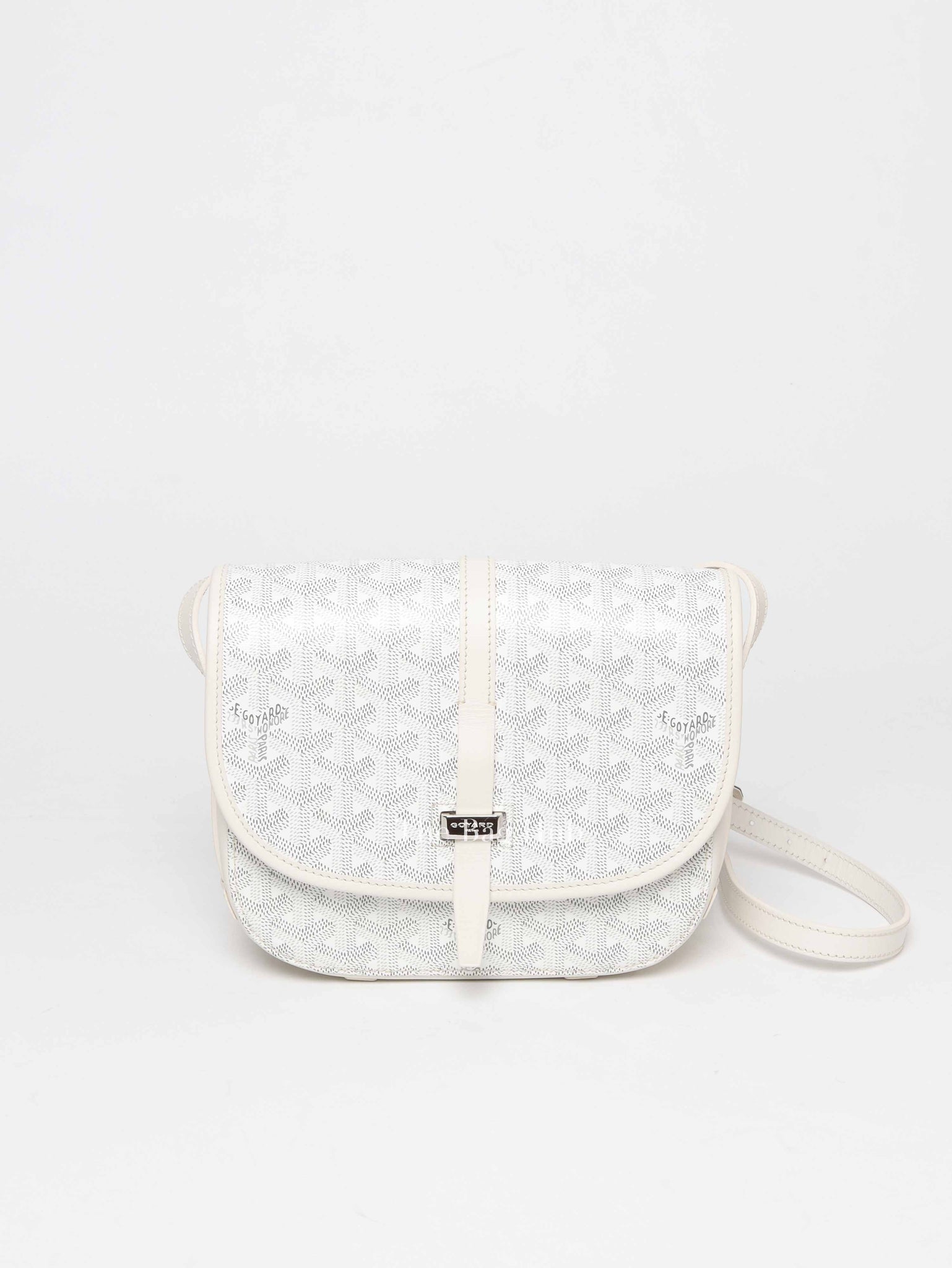 Goyard Blanc Goyardine Coated Canvas and Leather Belvedere PM Bag