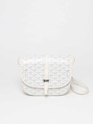 Goyard Blanc Goyardine Coated Canvas and Leather Belvedere PM Bag