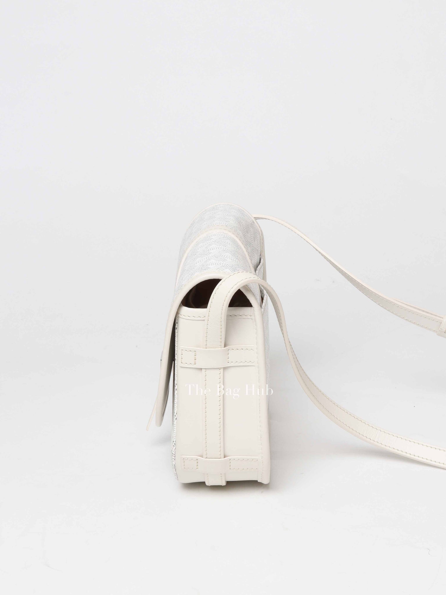 Goyard Blanc Goyardine Coated Canvas and Leather Belvedere PM Bag