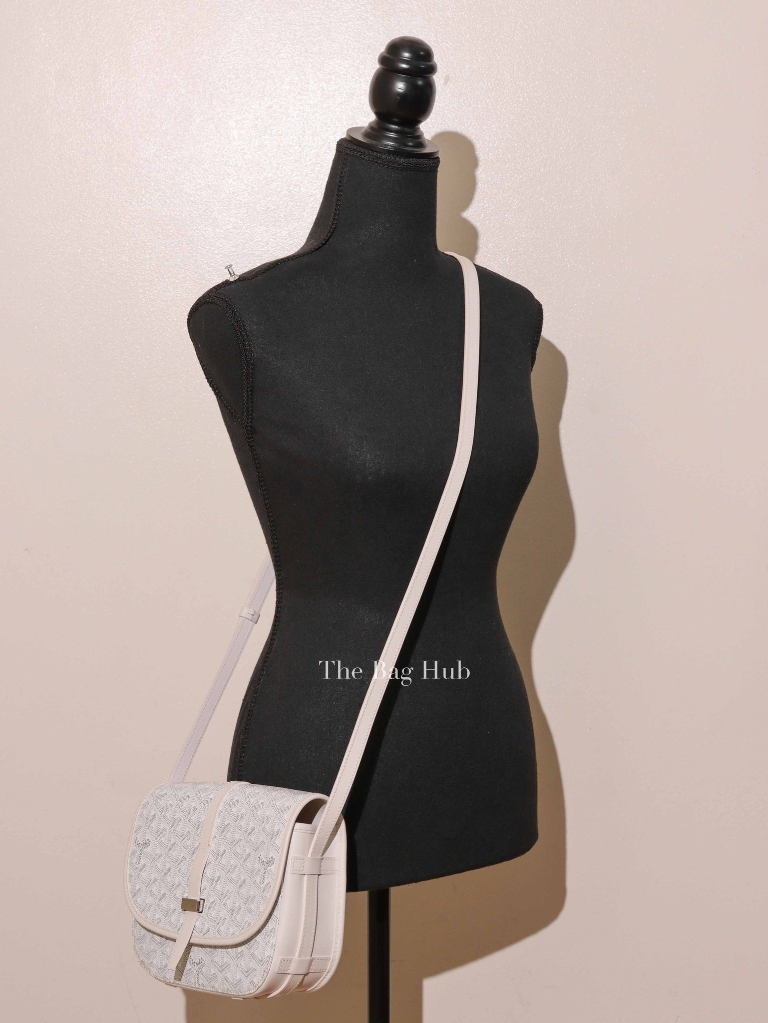 Goyard Blanc Goyardine Coated Canvas and Leather Belvedere PM Bag