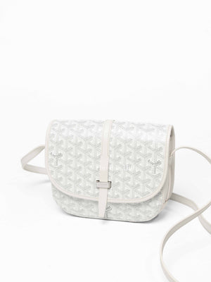 Goyard Blanc Goyardine Coated Canvas and Leather Belvedere PM Bag
