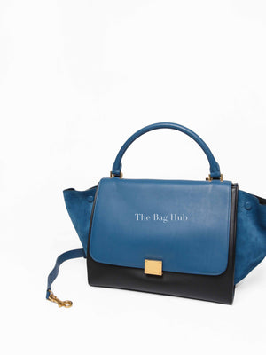 Celine Black Blue Leather Trapeze Medium Bag