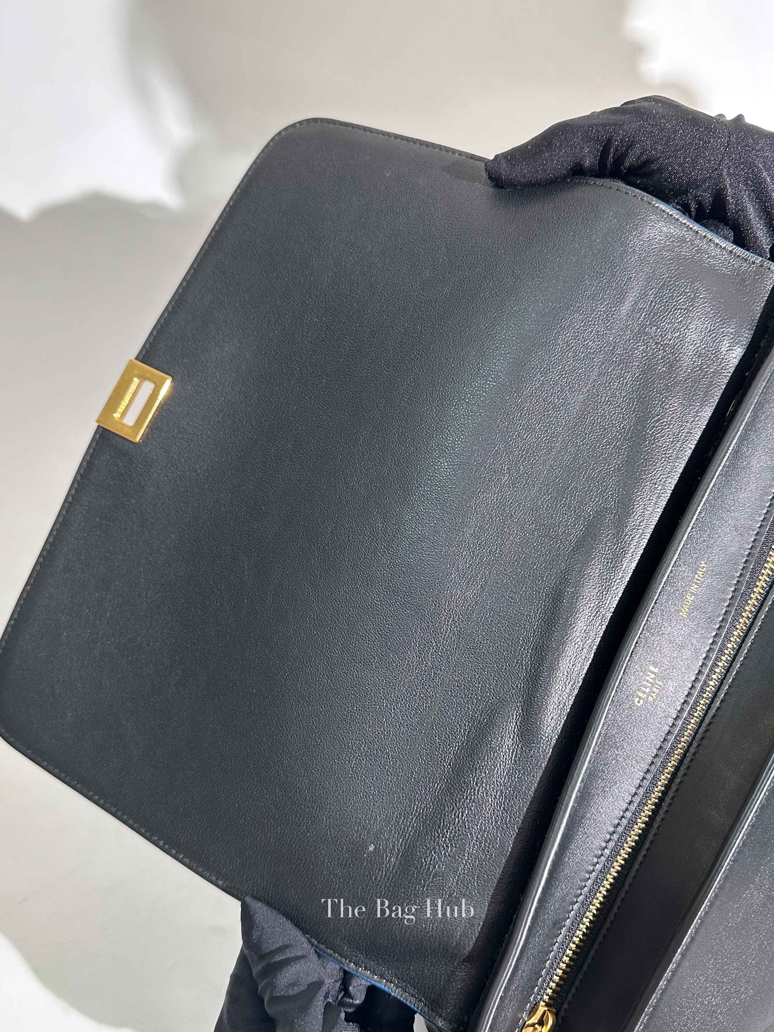Celine Black Blue Leather Trapeze Medium Bag
