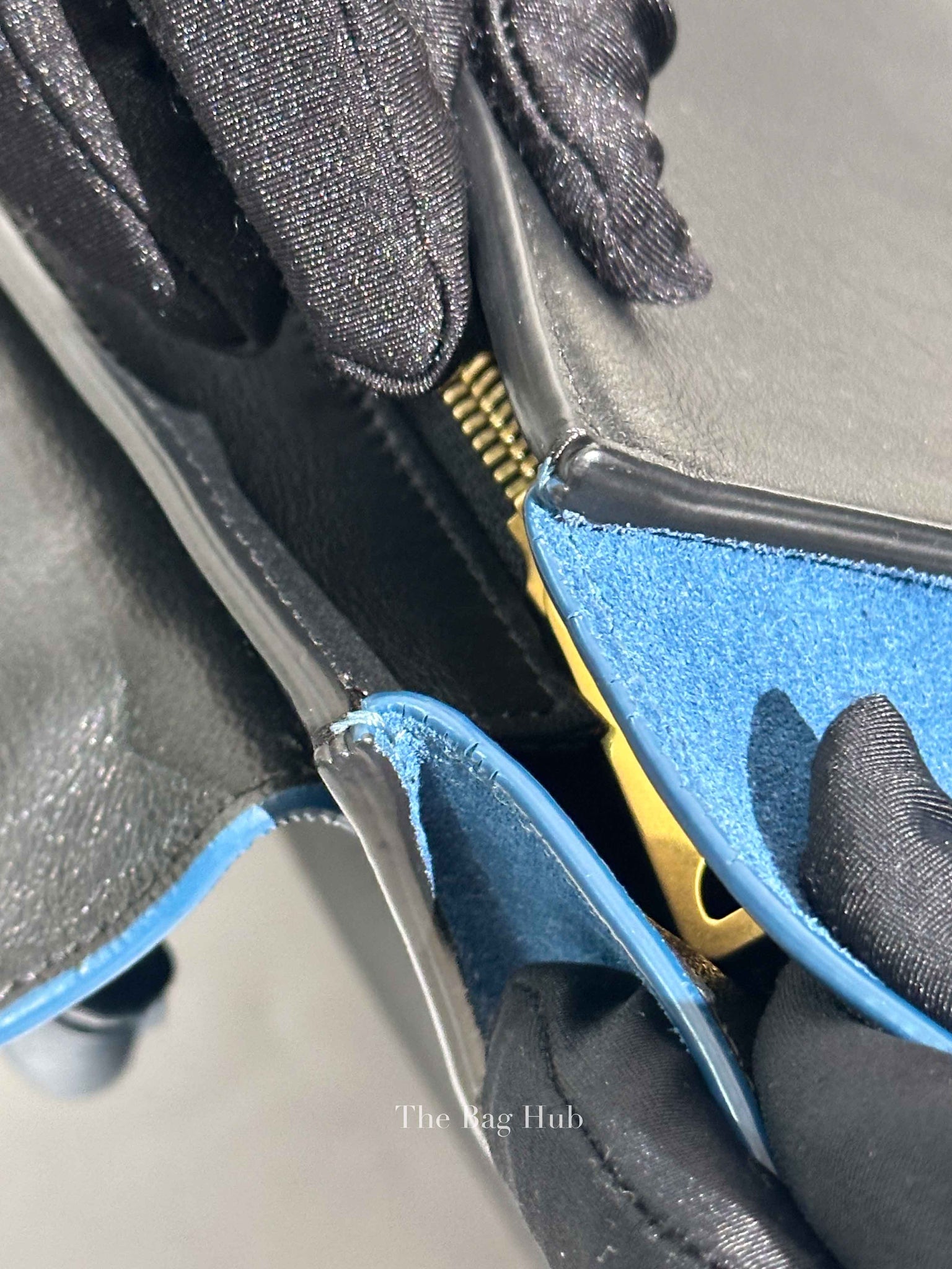 Celine Black Blue Leather Trapeze Medium Bag