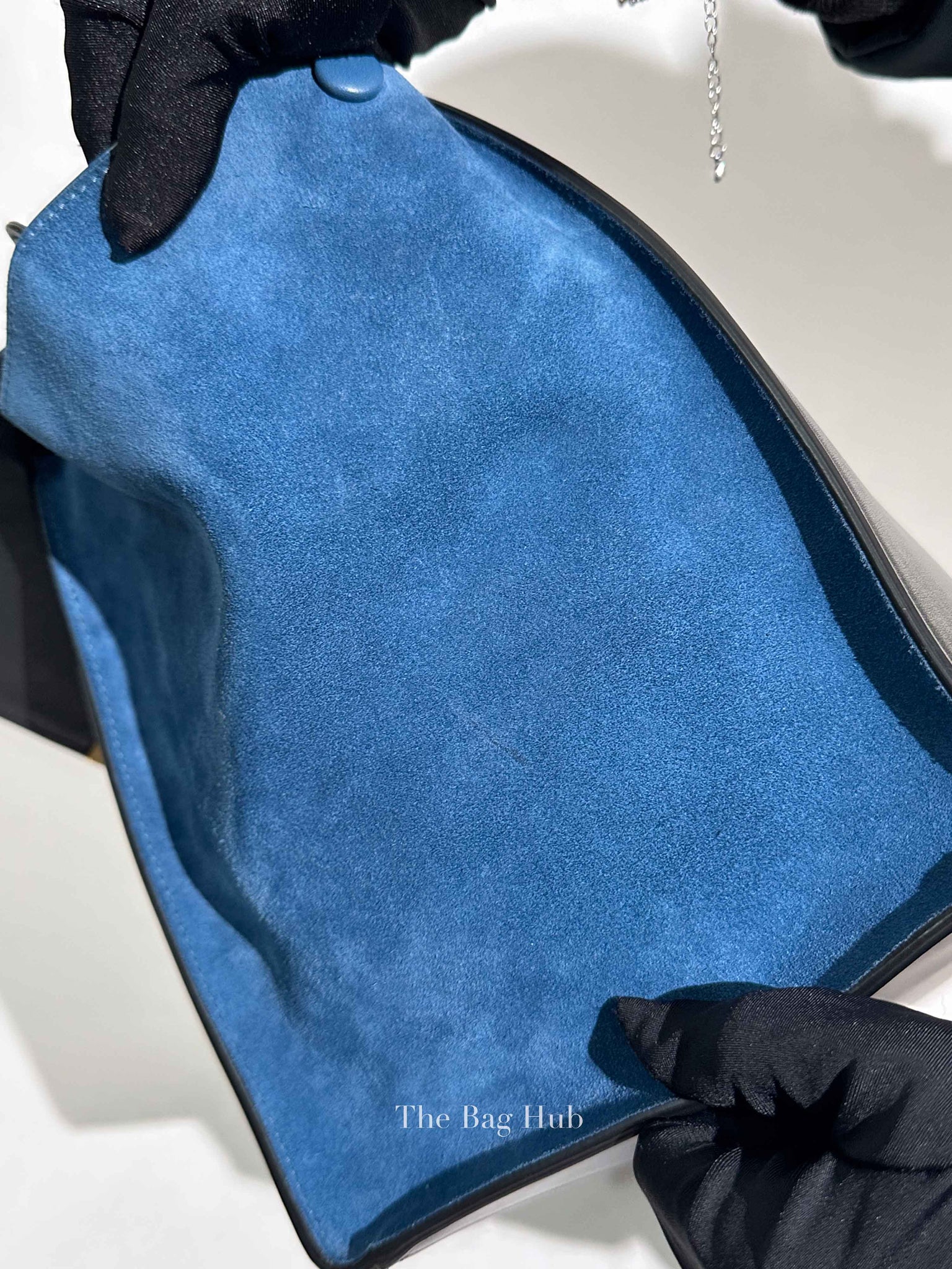 Celine Black Blue Leather Trapeze Medium Bag