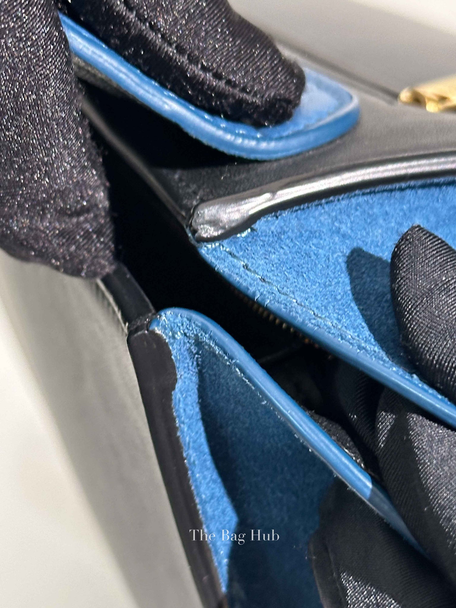 Celine Black Blue Leather Trapeze Medium Bag