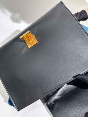 Celine Black Blue Leather Trapeze Medium Bag