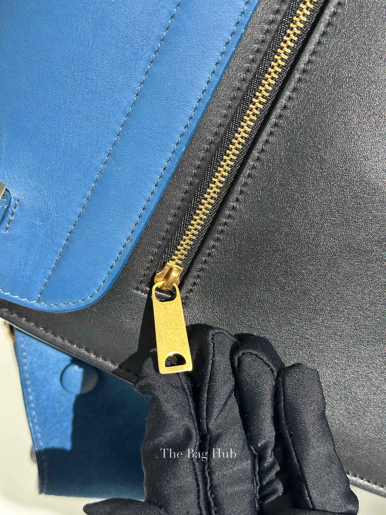 Celine Black Blue Leather Trapeze Medium Bag