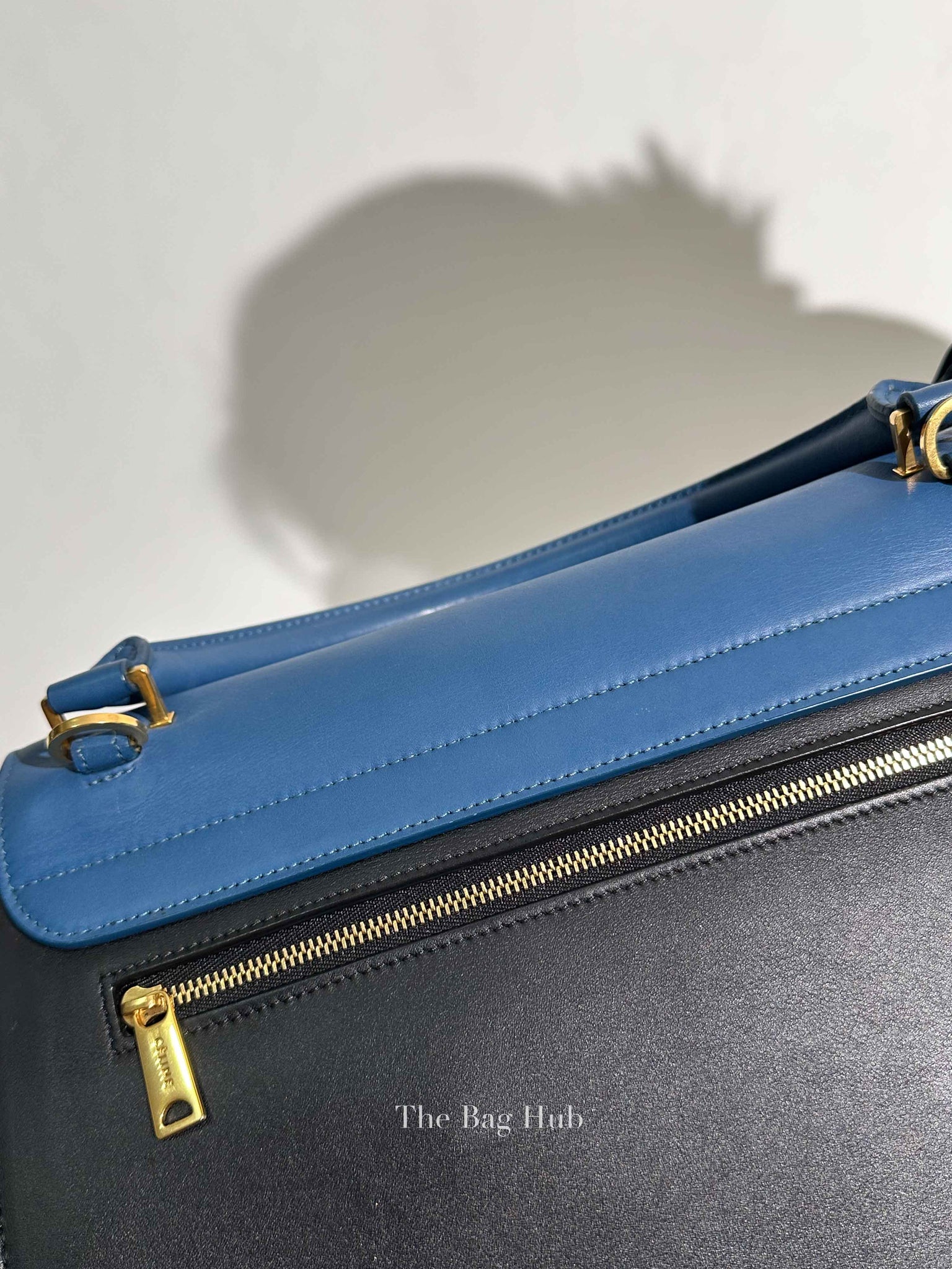 Celine Black Blue Leather Trapeze Medium Bag