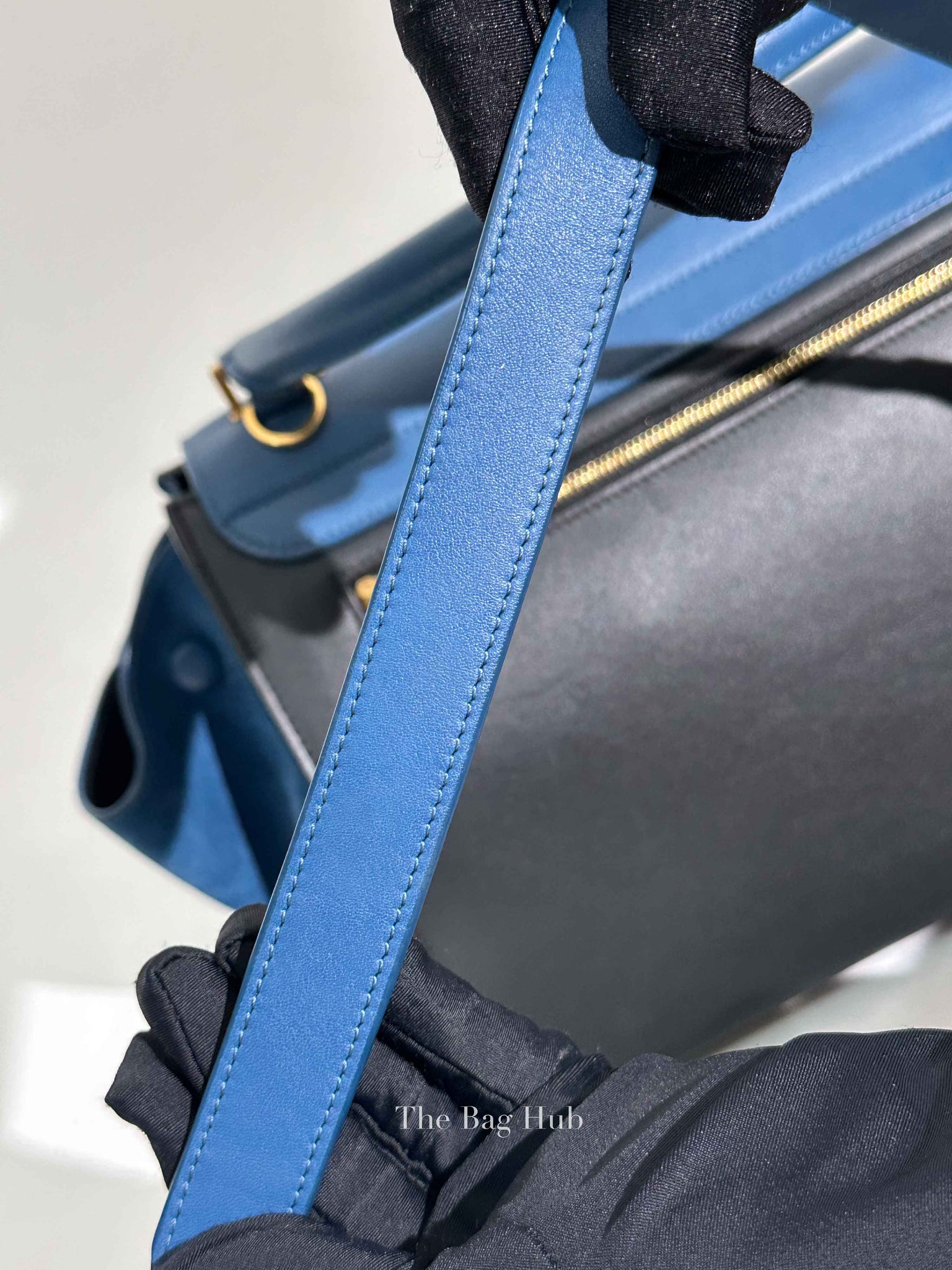 Celine Black Blue Leather Trapeze Medium Bag