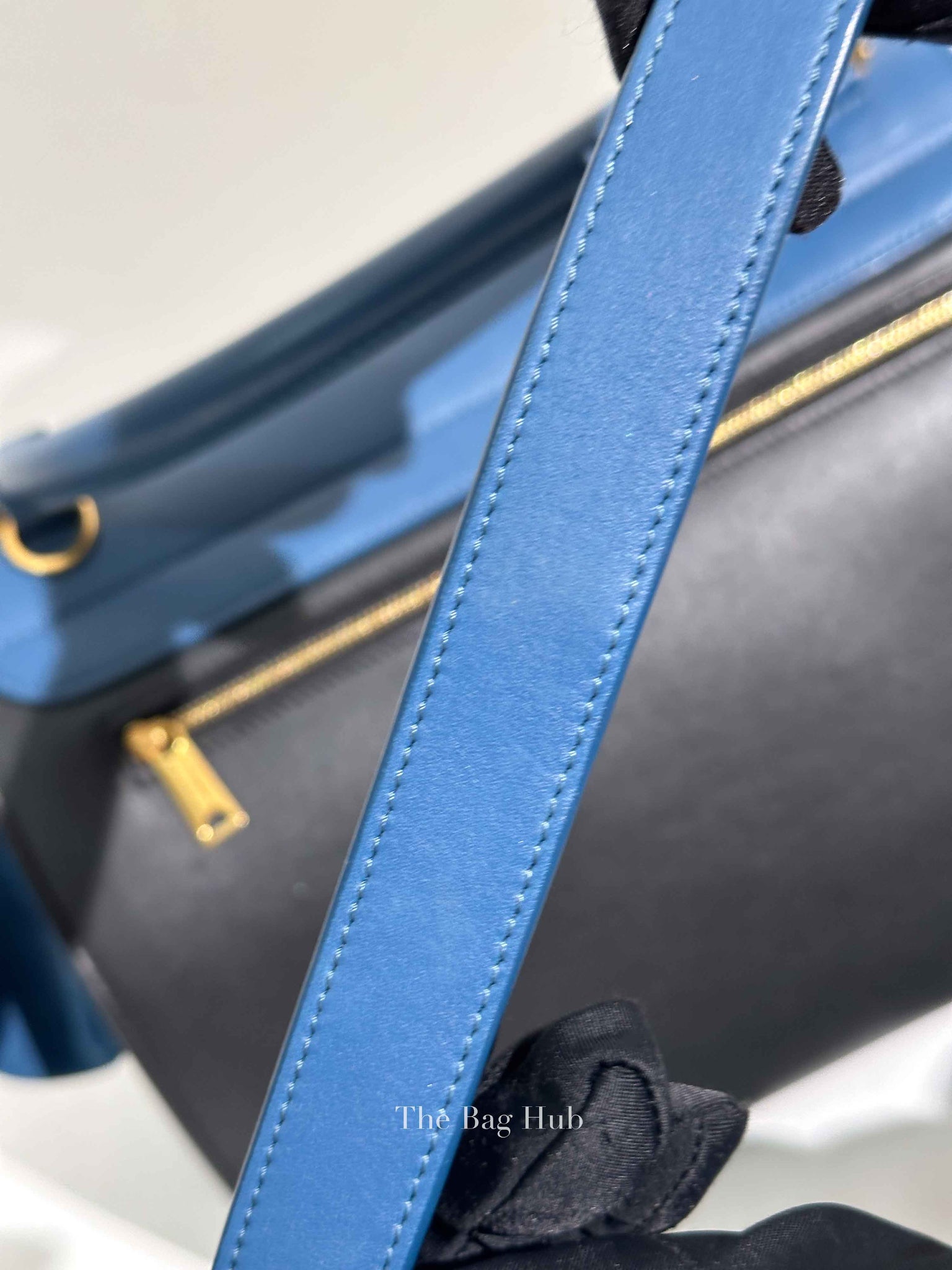 Celine Black Blue Leather Trapeze Medium Bag