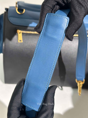 Celine Black Blue Leather Trapeze Medium Bag