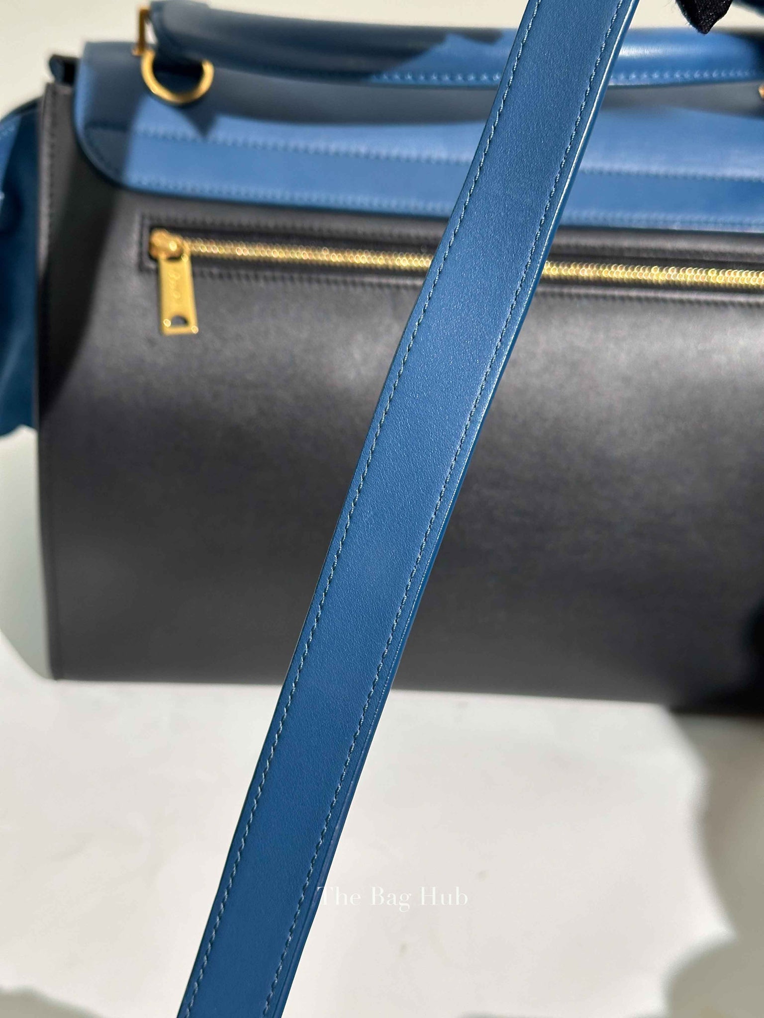 Celine Black Blue Leather Trapeze Medium Bag