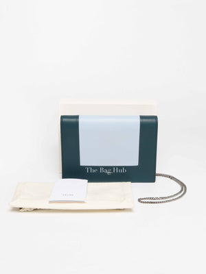 Celine Dark Green Smooth Lambskin Frame Evening Chain Clutch Bag