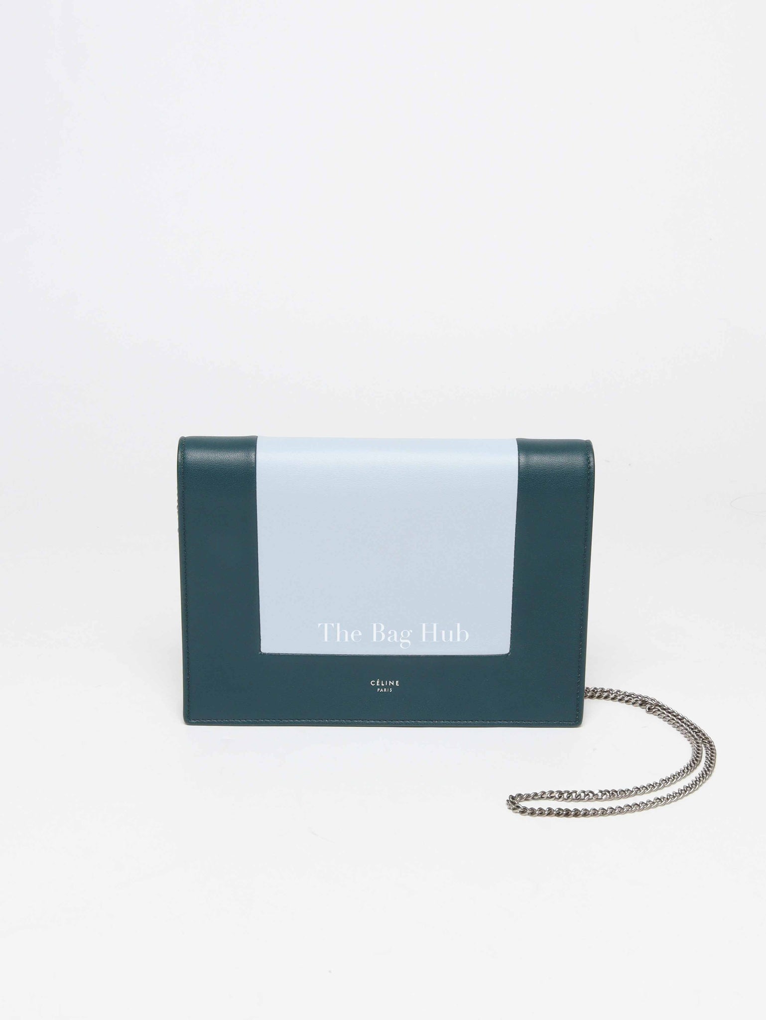 Celine Dark Green Smooth Lambskin Frame Evening Chain Clutch Bag