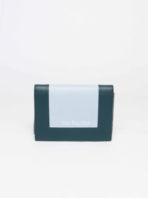 Celine Dark Green Smooth Lambskin Frame Evening Chain Clutch Bag