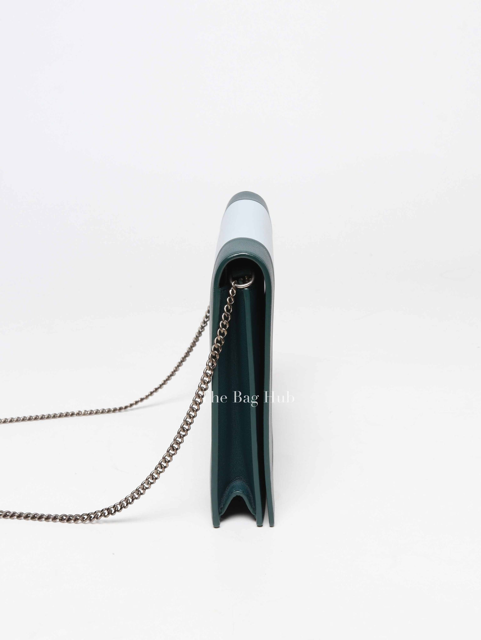 Celine Dark Green Smooth Lambskin Frame Evening Chain Clutch Bag