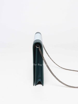 Celine Dark Green Smooth Lambskin Frame Evening Chain Clutch Bag
