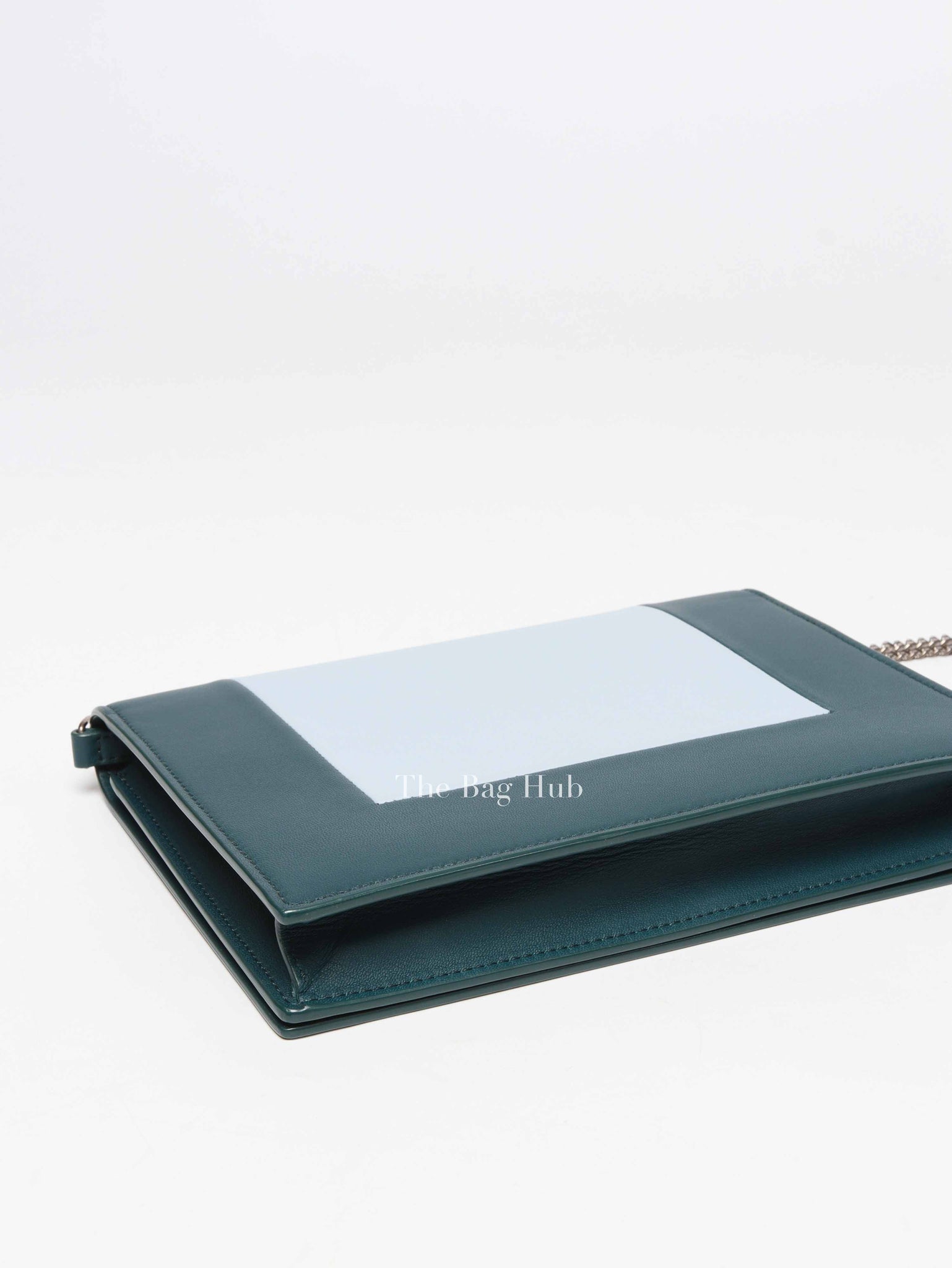 Celine Dark Green Smooth Lambskin Frame Evening Chain Clutch Bag