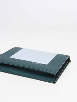 Celine Dark Green Smooth Lambskin Frame Evening Chain Clutch Bag