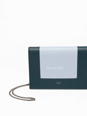 Celine Dark Green Smooth Lambskin Frame Evening Chain Clutch Bag