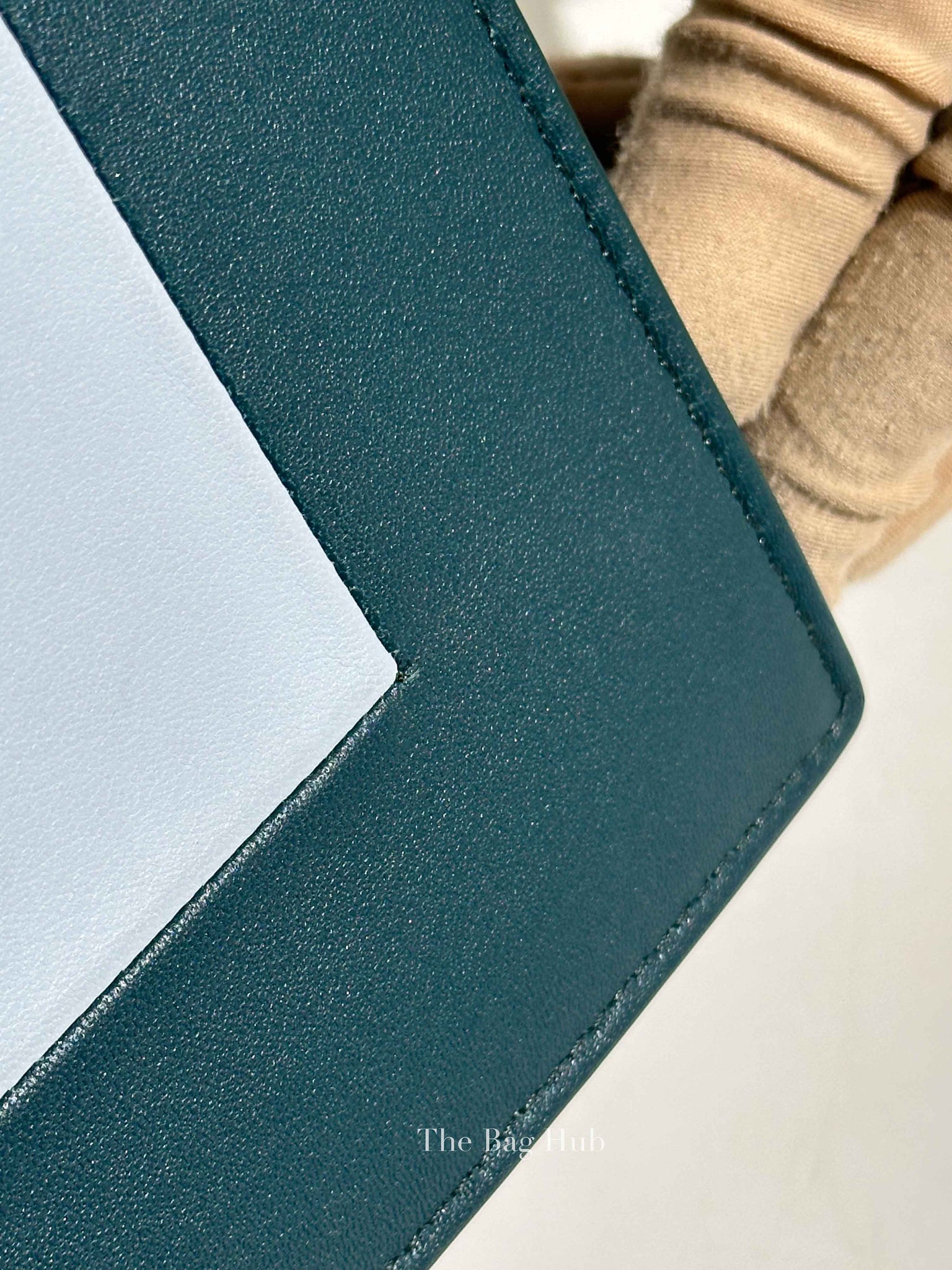 Celine Dark Green Smooth Lambskin Frame Evening Chain Clutch Bag