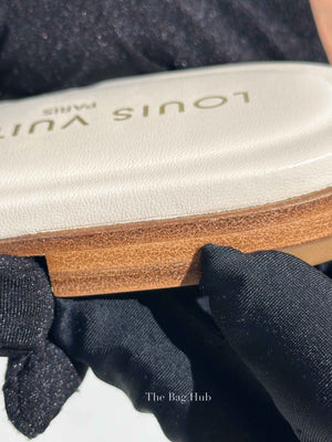 Louis Vuitton White Monogram Embossed Canvas Revival Flat Mules Size 39