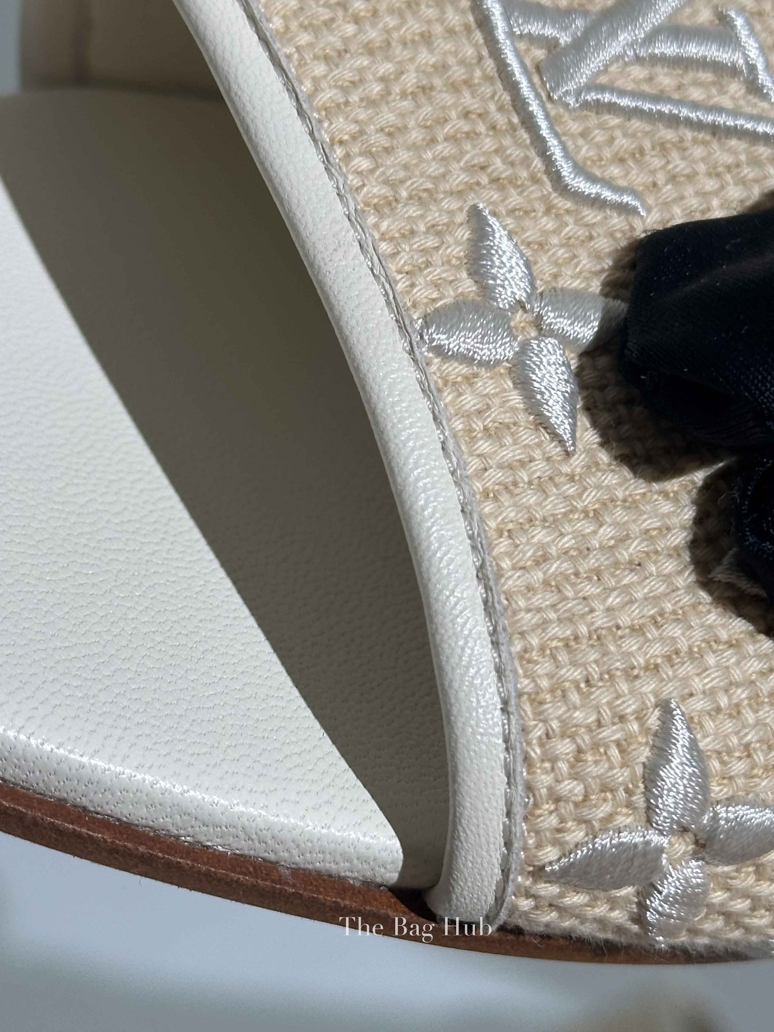Louis Vuitton White Monogram Embossed Canvas Revival Flat Mules Size 39
