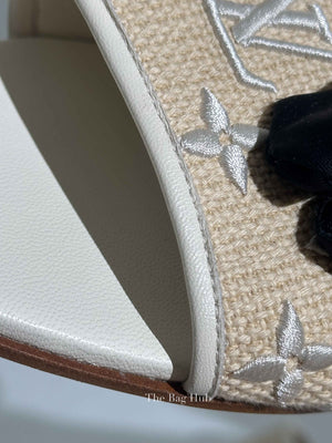 Louis Vuitton White Monogram Embossed Canvas Revival Flat Mules Size 39