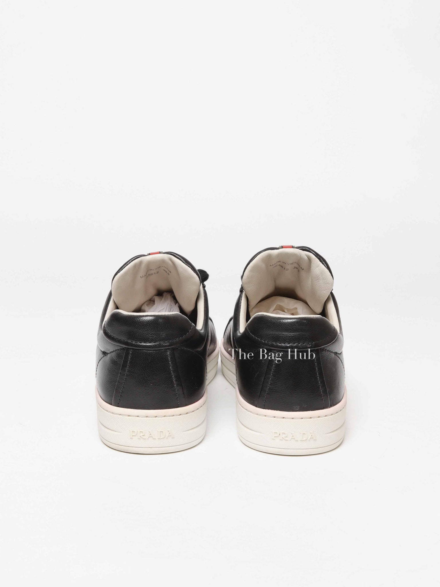 Prada Black Leather Low Top Sneakers Size 39.5