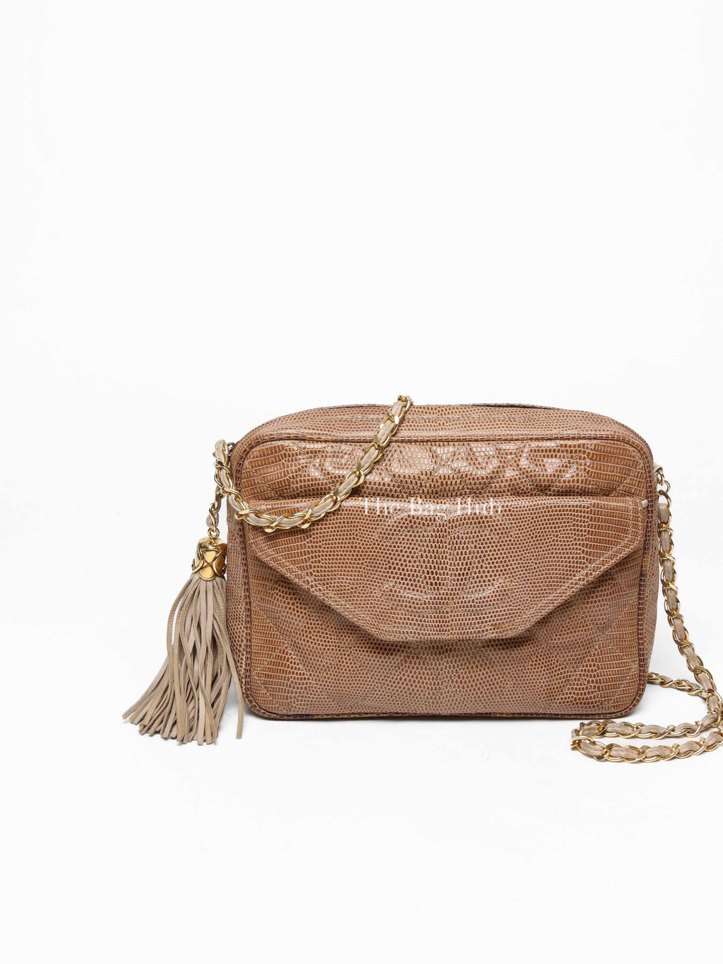 Chanel Vintage Front Pocket Camera Bag Quilted Lizard Small