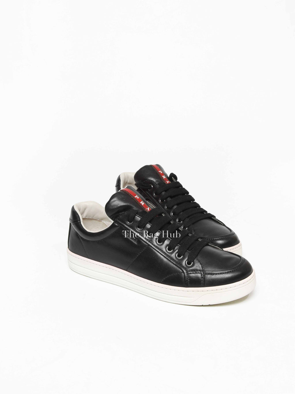 Prada Black Leather Low Top Sneakers Size 39.5