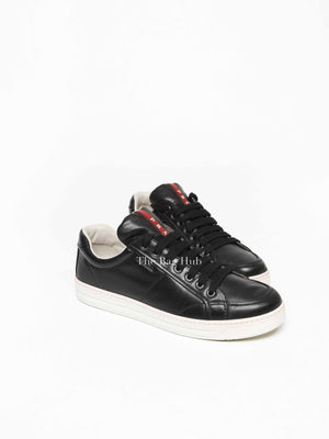 Prada Black Leather Low Top Sneakers Size 39.5