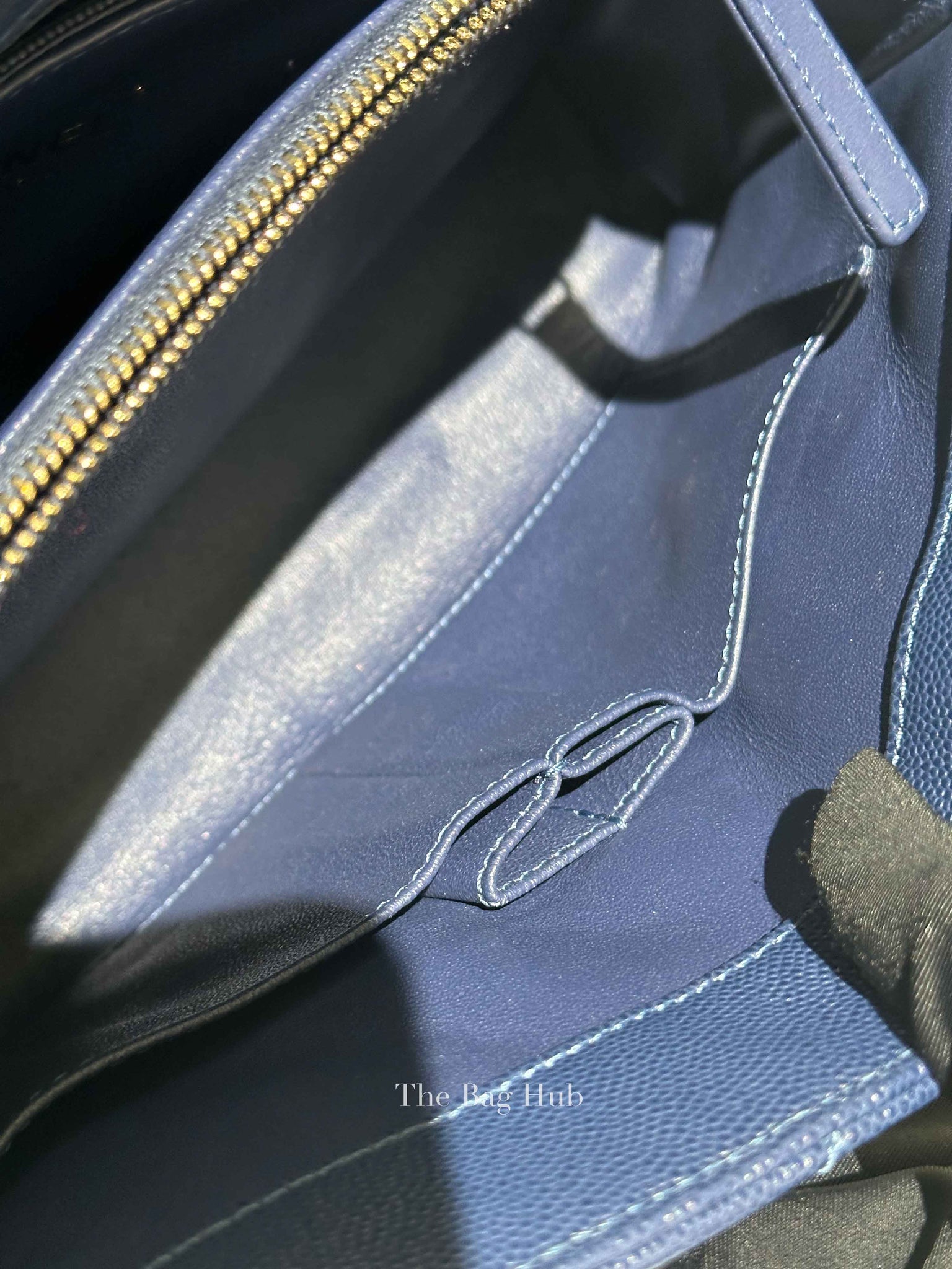 Chanel Navy Blue Caviar Leather CC Coco Handle Lizard Touch Small Bag