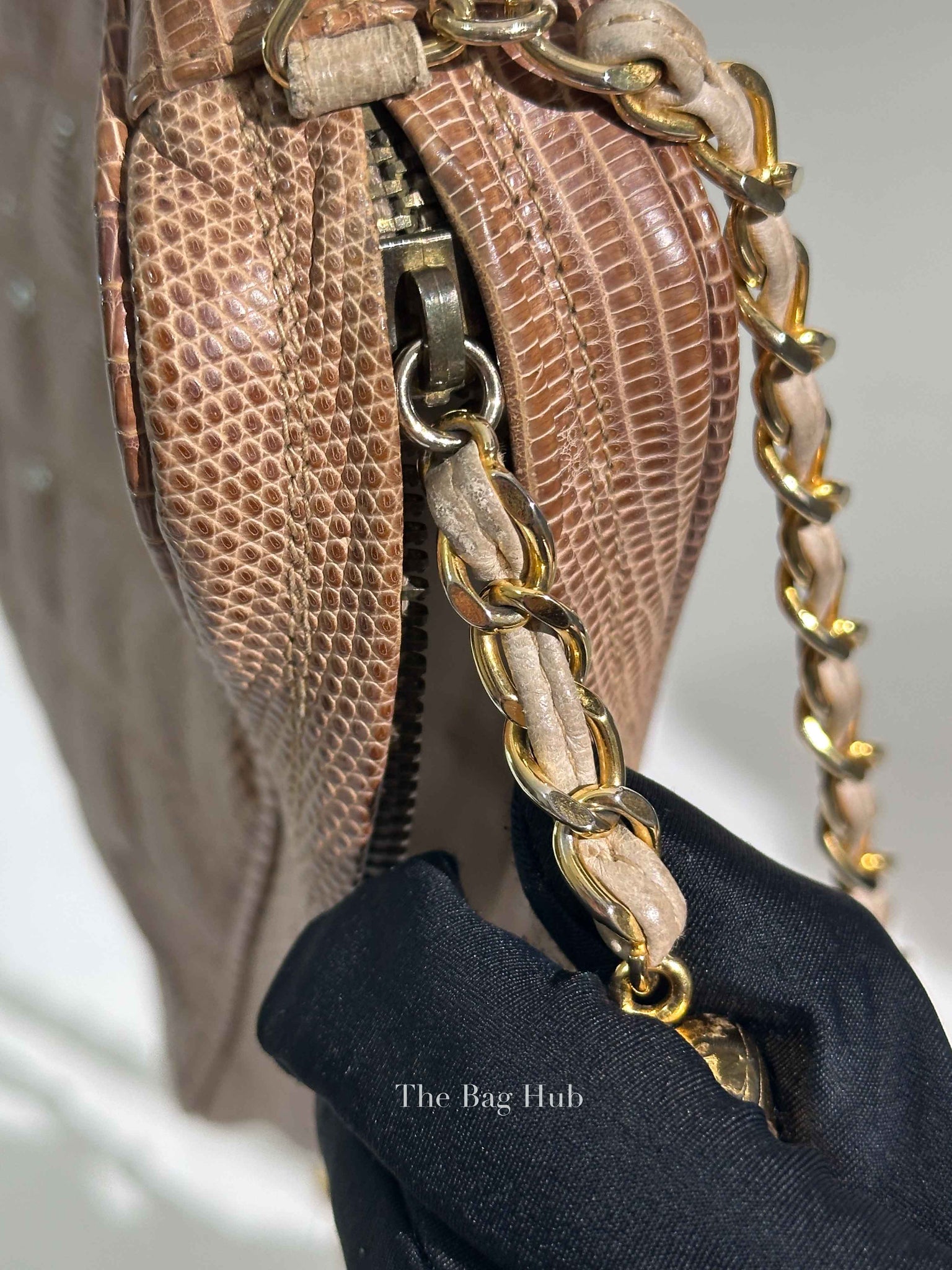 Chanel Vintage Front Pocket Camera Bag Quilted Lizard Small