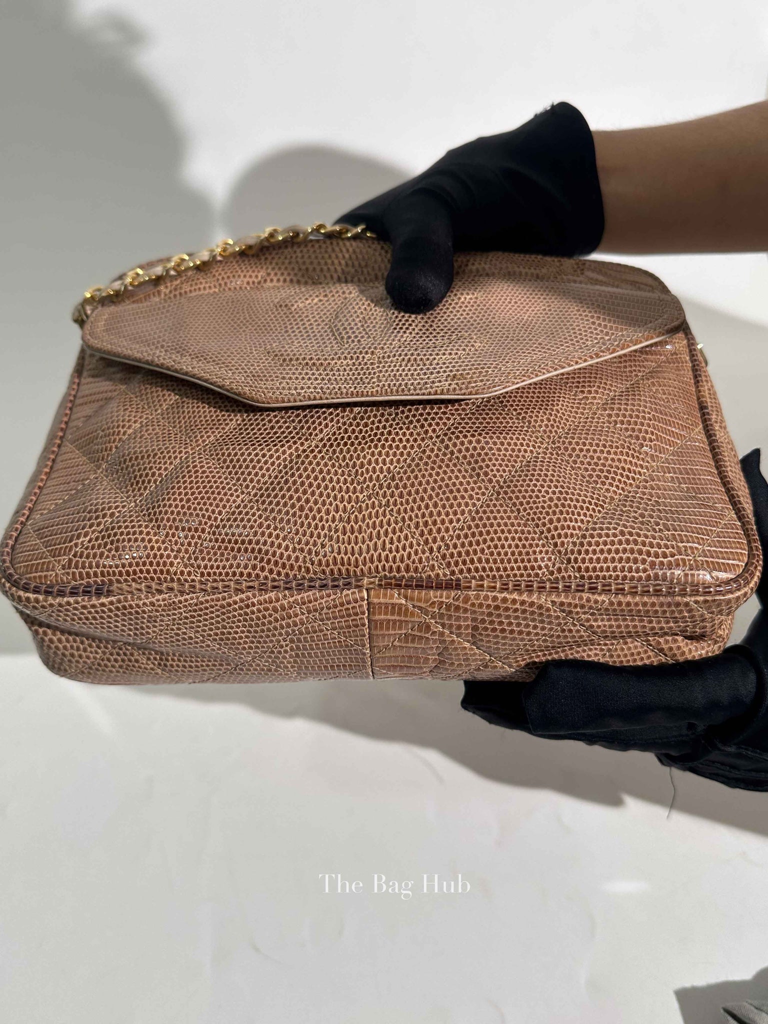 Chanel Vintage Front Pocket Camera Bag Quilted Lizard Small