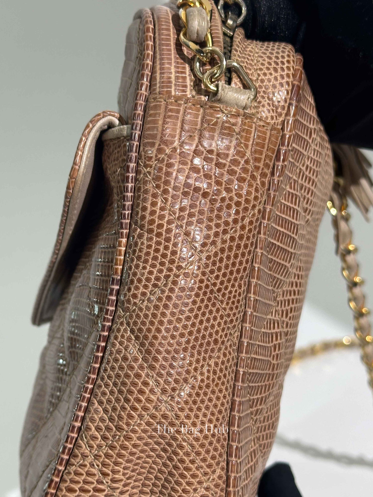 Chanel Vintage Front Pocket Camera Bag Quilted Lizard Small