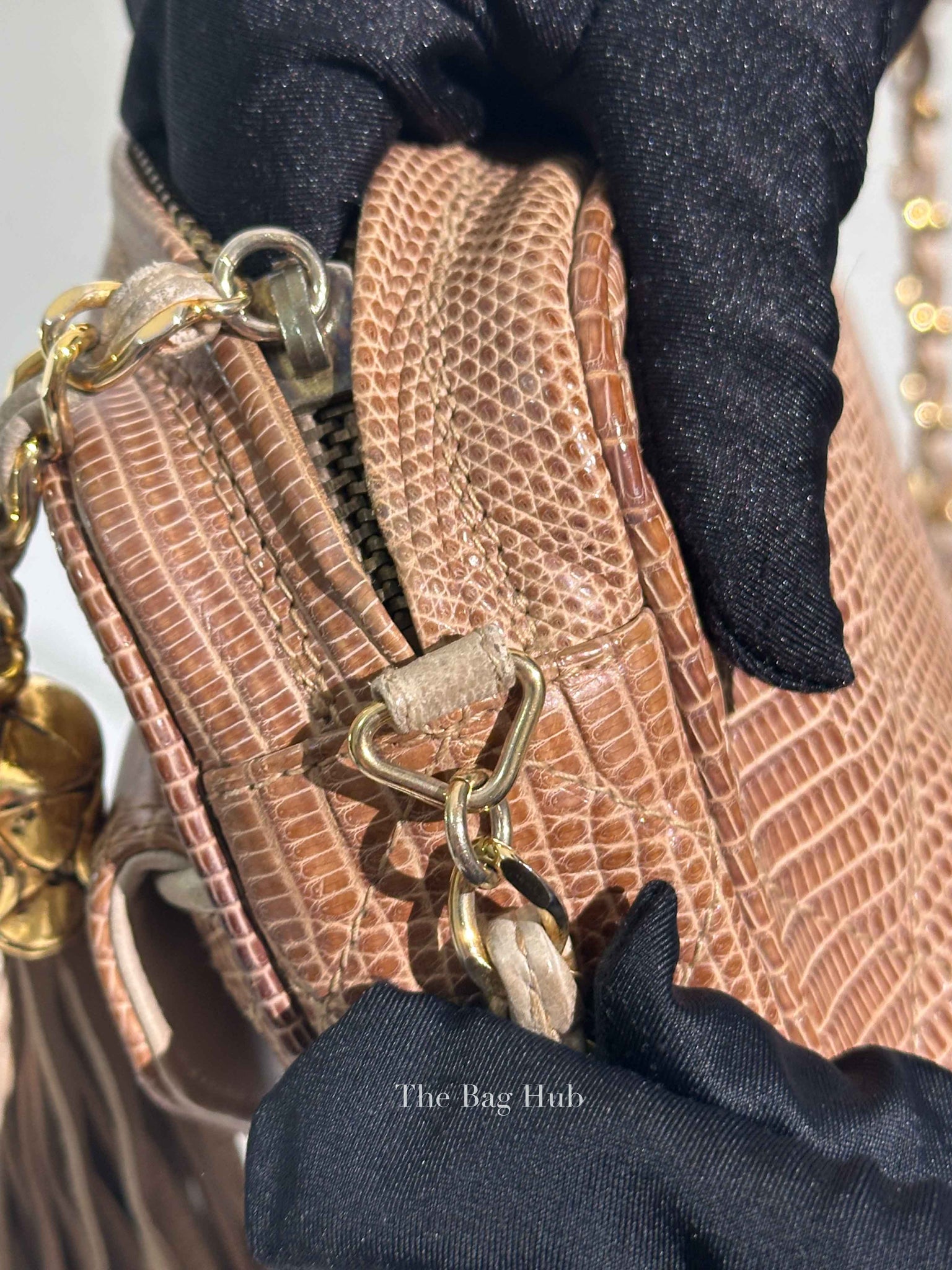 Chanel Vintage Front Pocket Camera Bag Quilted Lizard Small