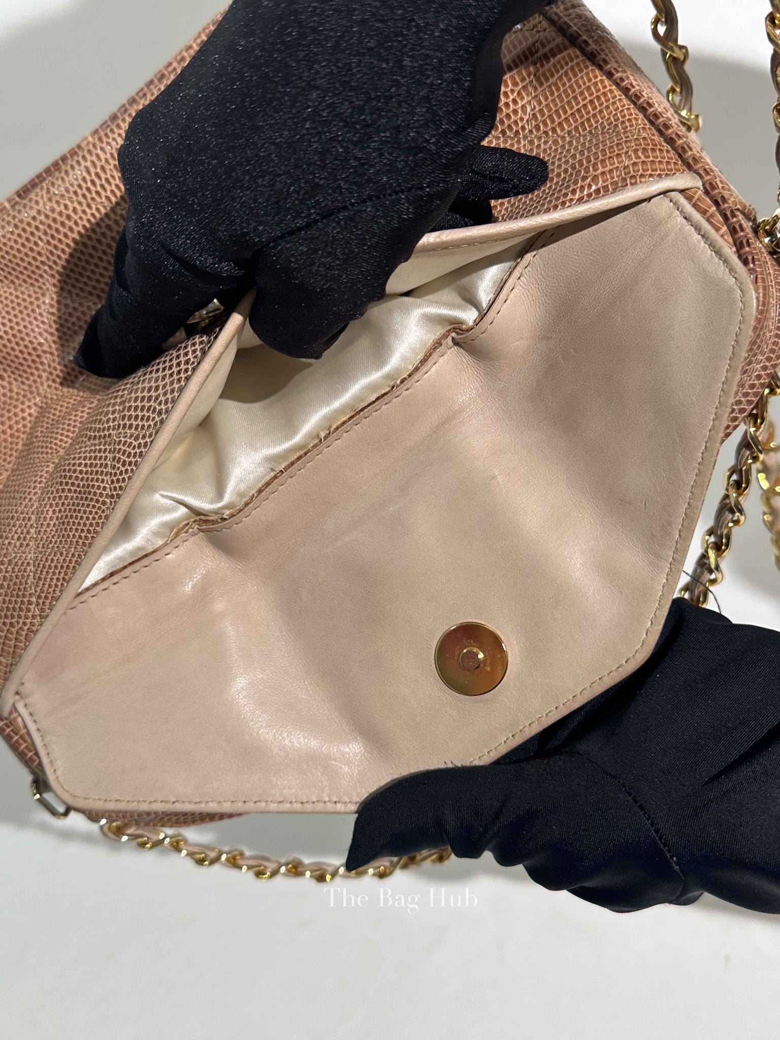 Chanel Vintage Front Pocket Camera Bag Quilted Lizard Small