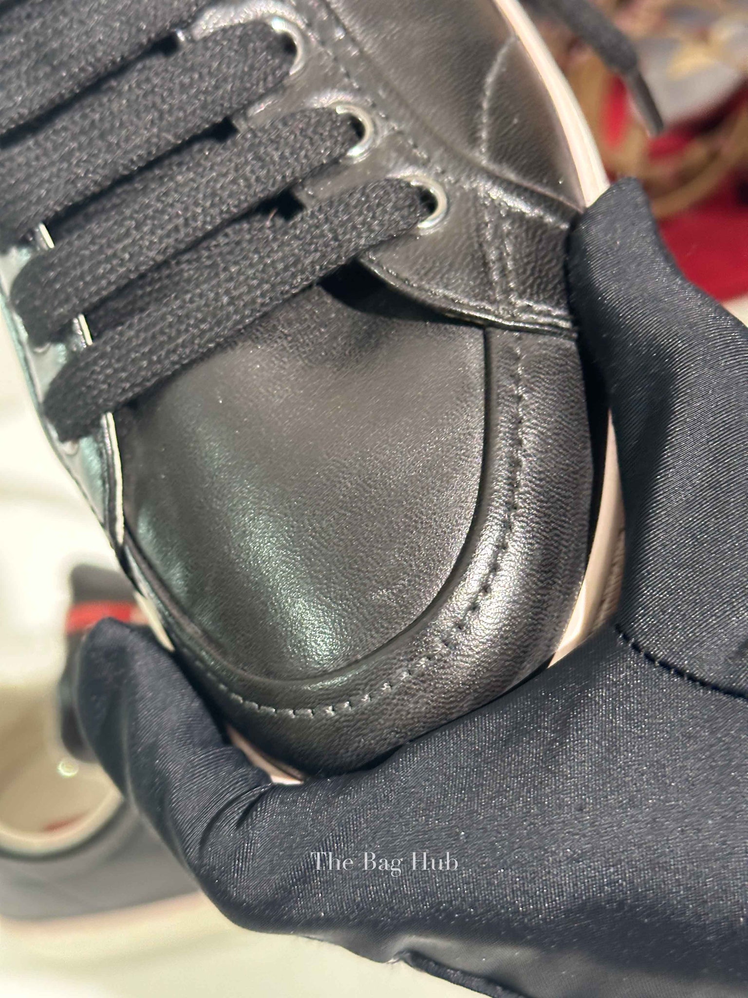 Prada Black Leather Low Top Sneakers Size 39.5