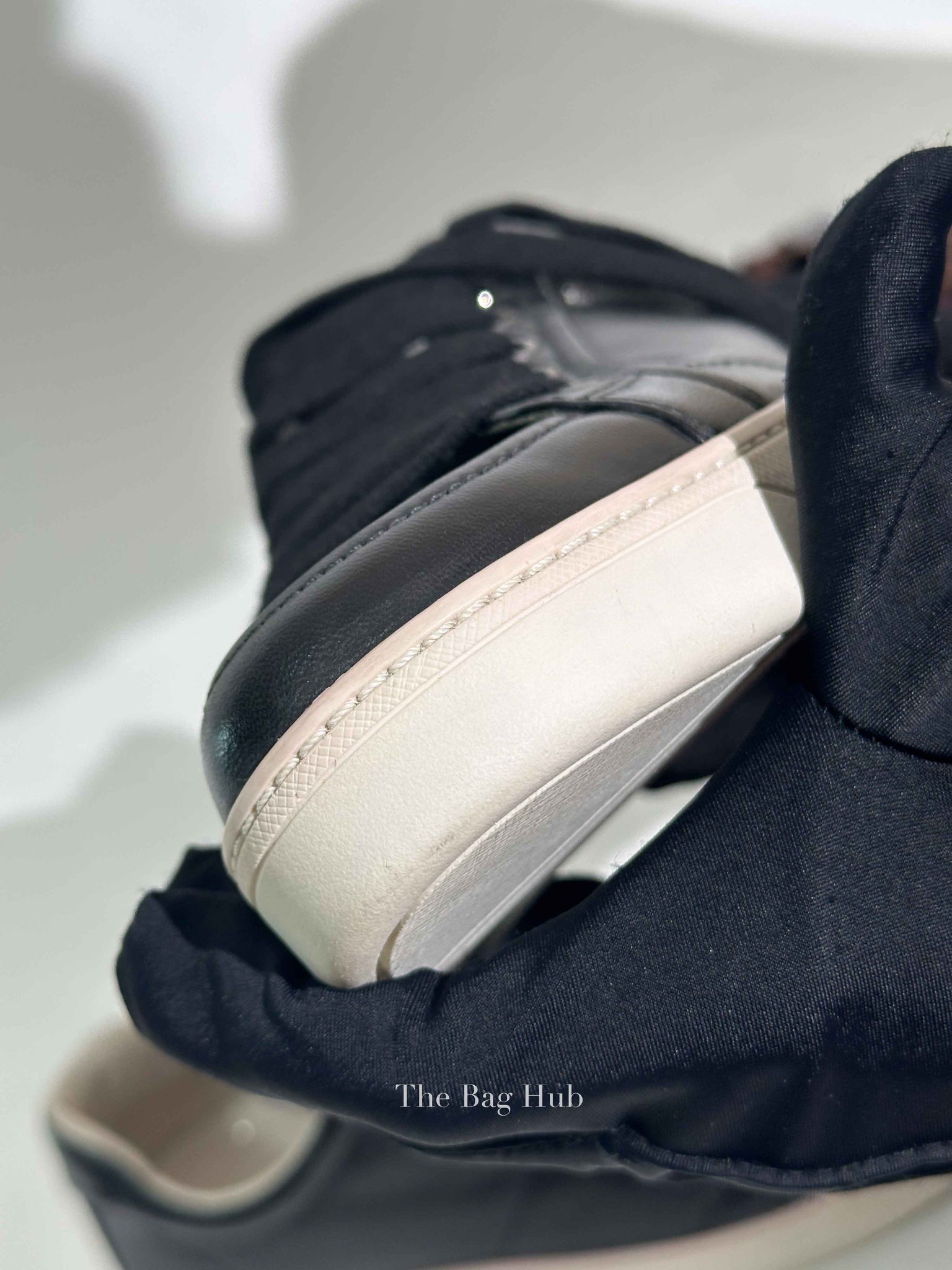 Prada Black Leather Low Top Sneakers Size 39.5