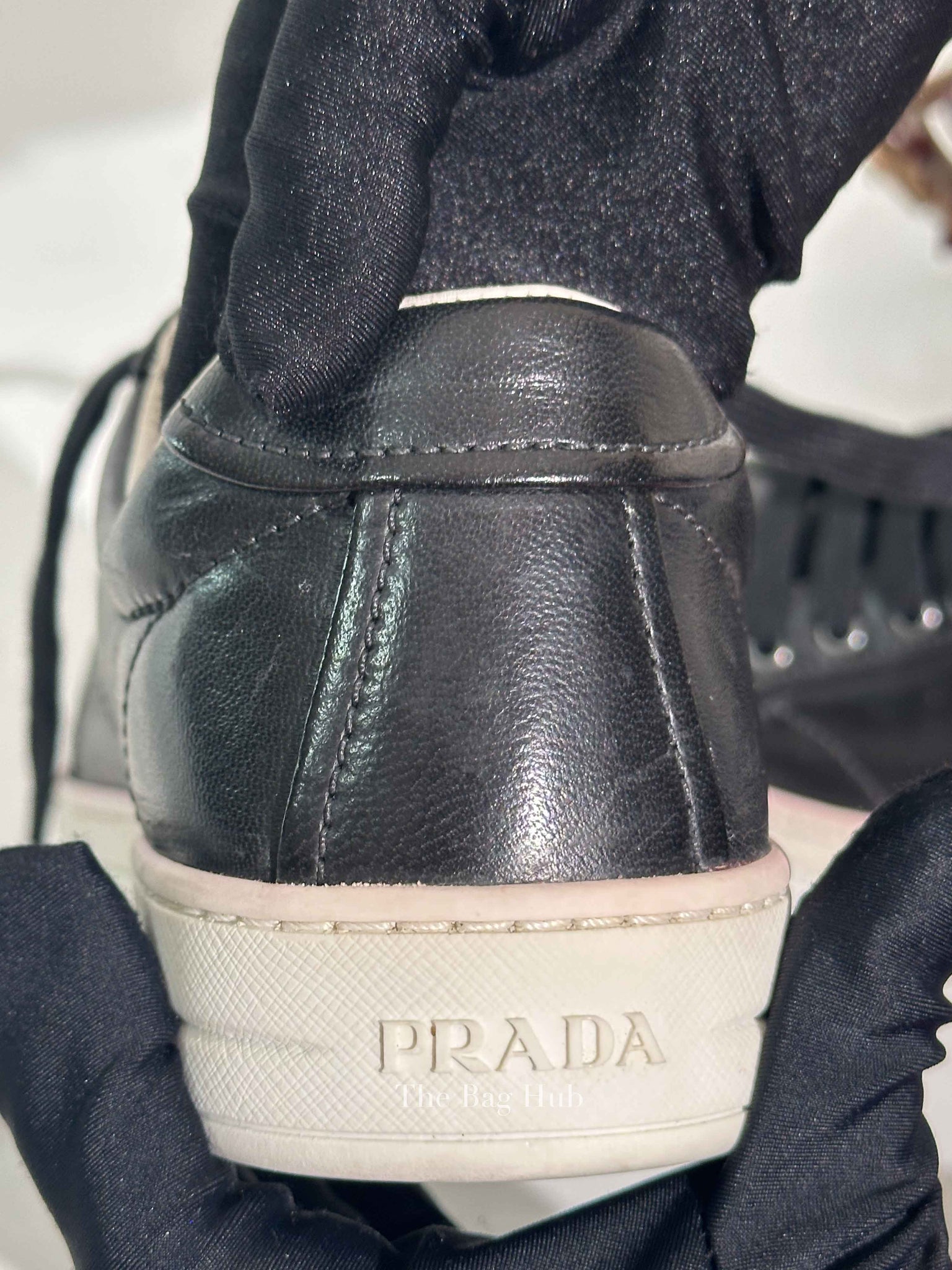 Prada Black Leather Low Top Sneakers Size 39.5