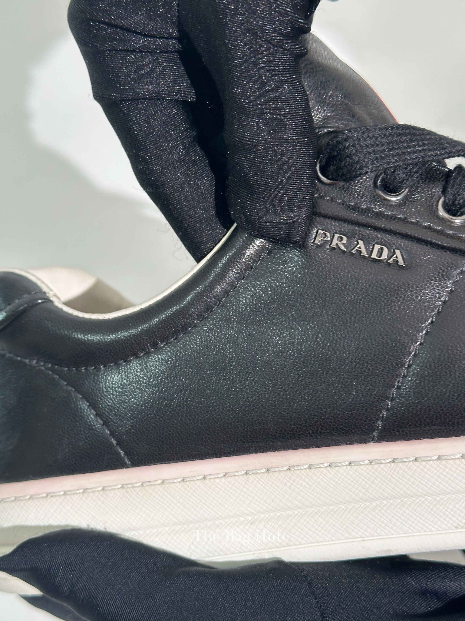 Prada Black Leather Low Top Sneakers Size 39.5