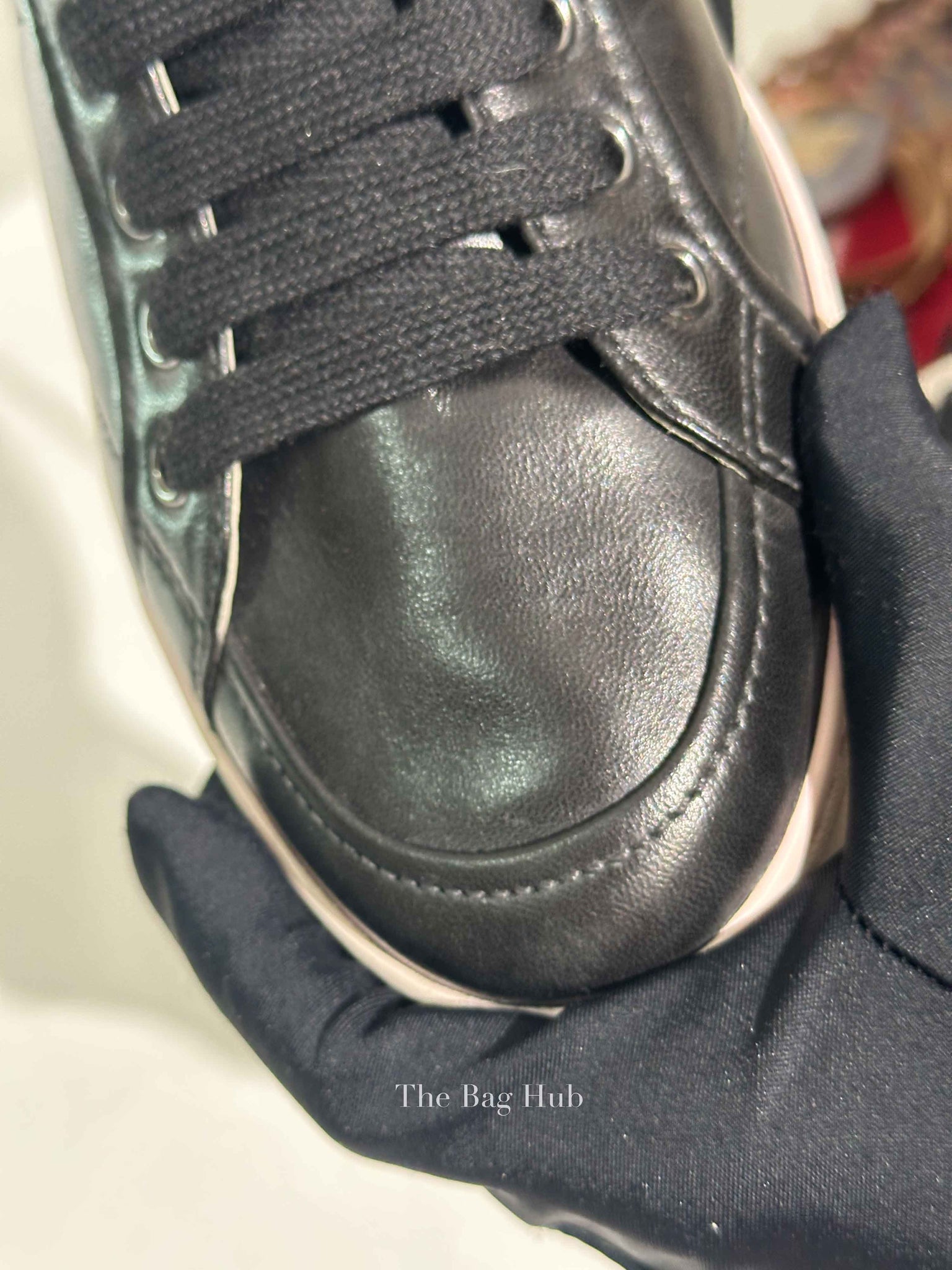 Prada Black Leather Low Top Sneakers Size 39.5