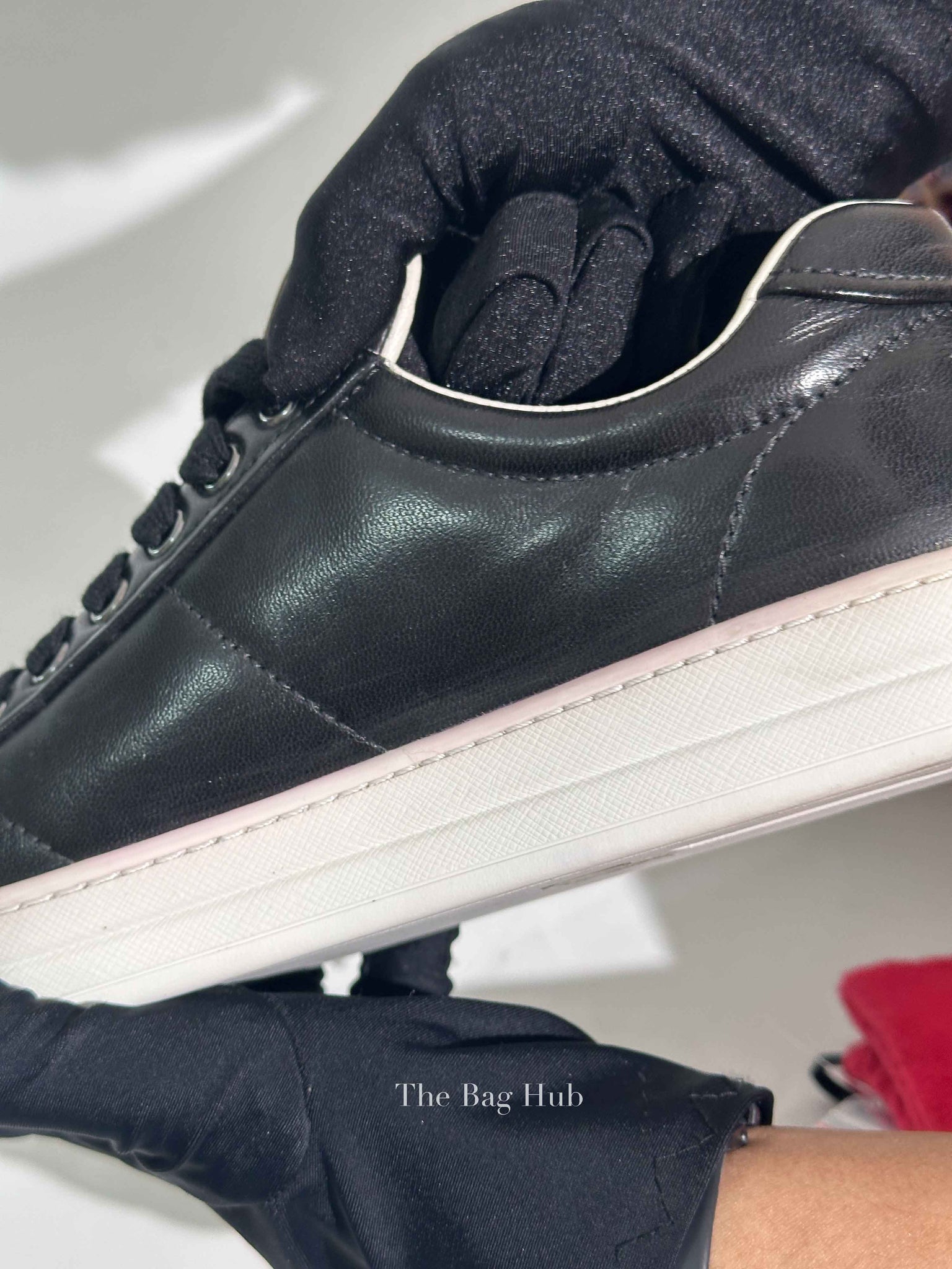 Prada Black Leather Low Top Sneakers Size 39.5